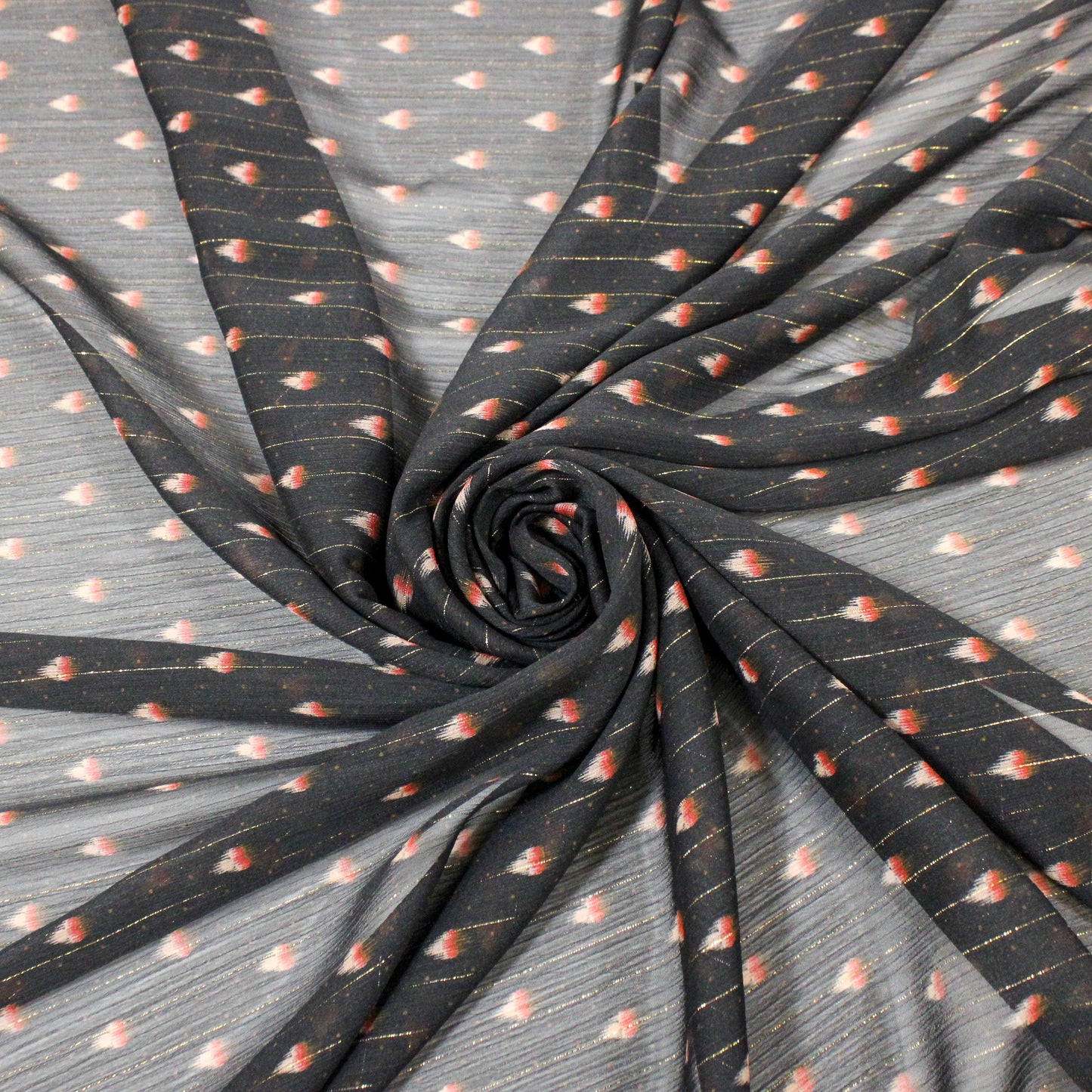 BLACK PRINTED CRINKLED CHIFFON