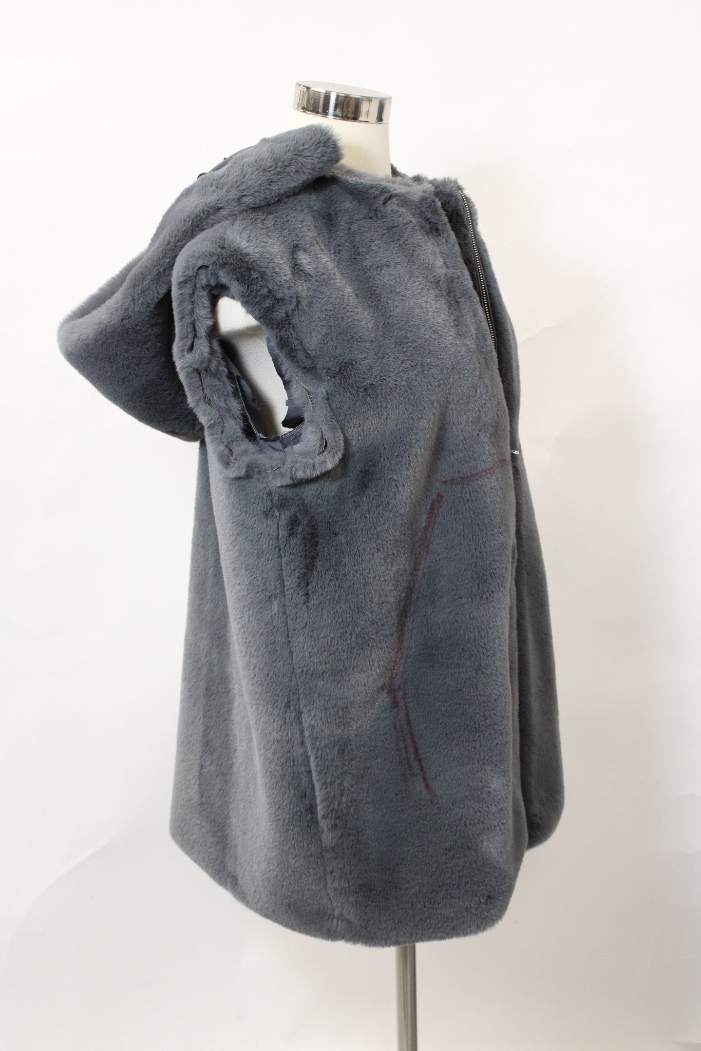 GREY FAUX FUR COAT