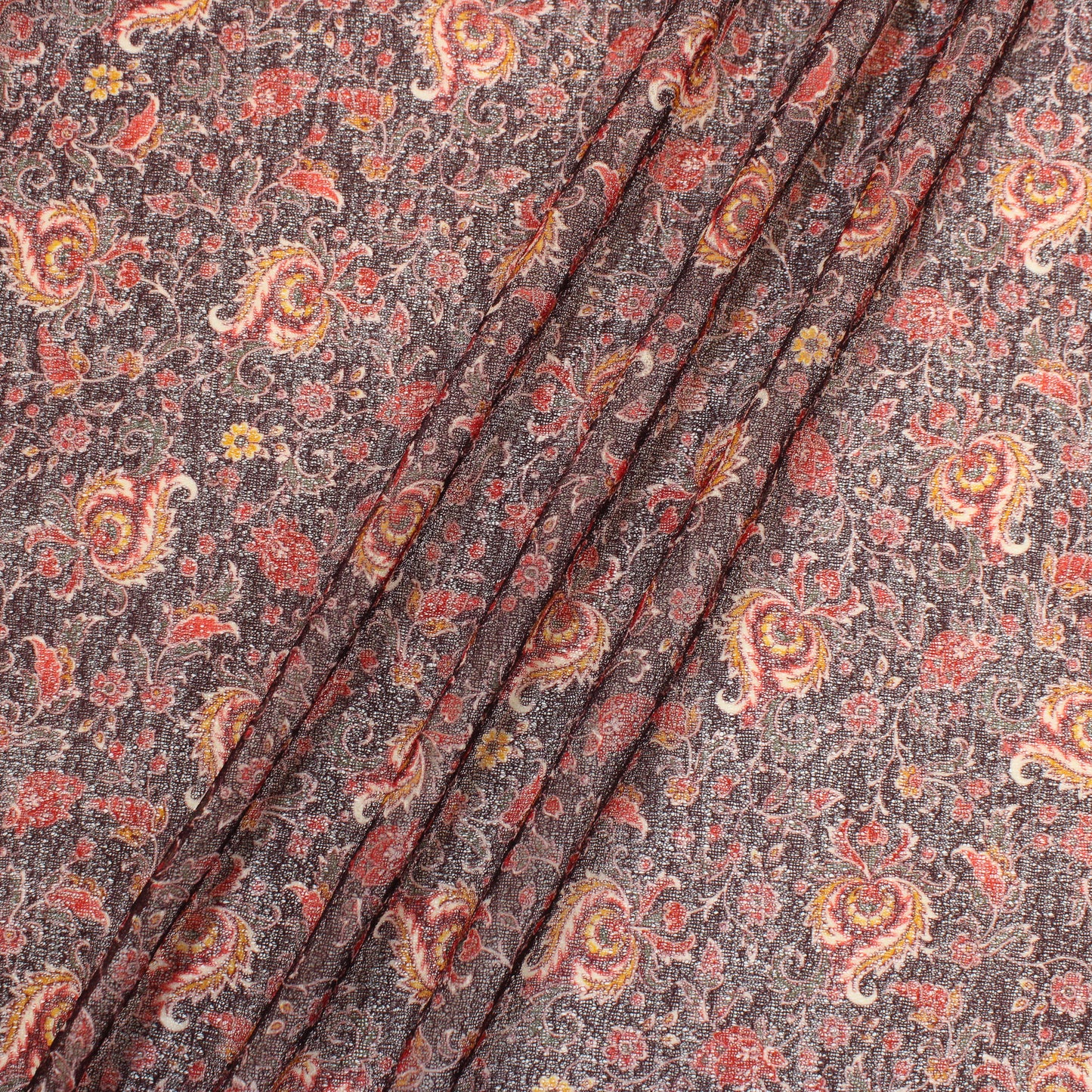 VINTAGE FLORAL CREPE - MAROON