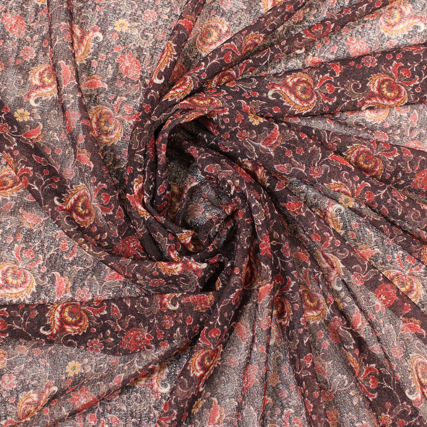 VINTAGE FLORAL CREPE - MAROON