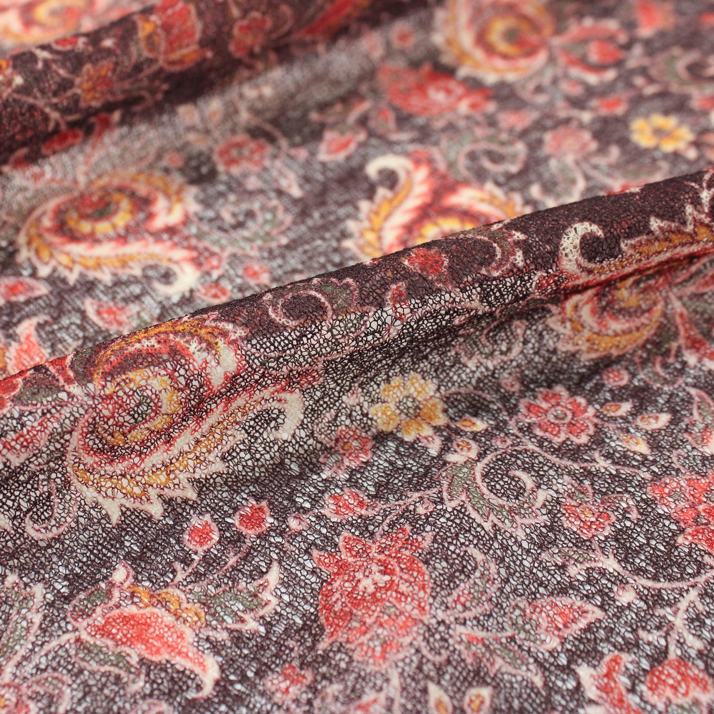 VINTAGE FLORAL CREPE - MAROON