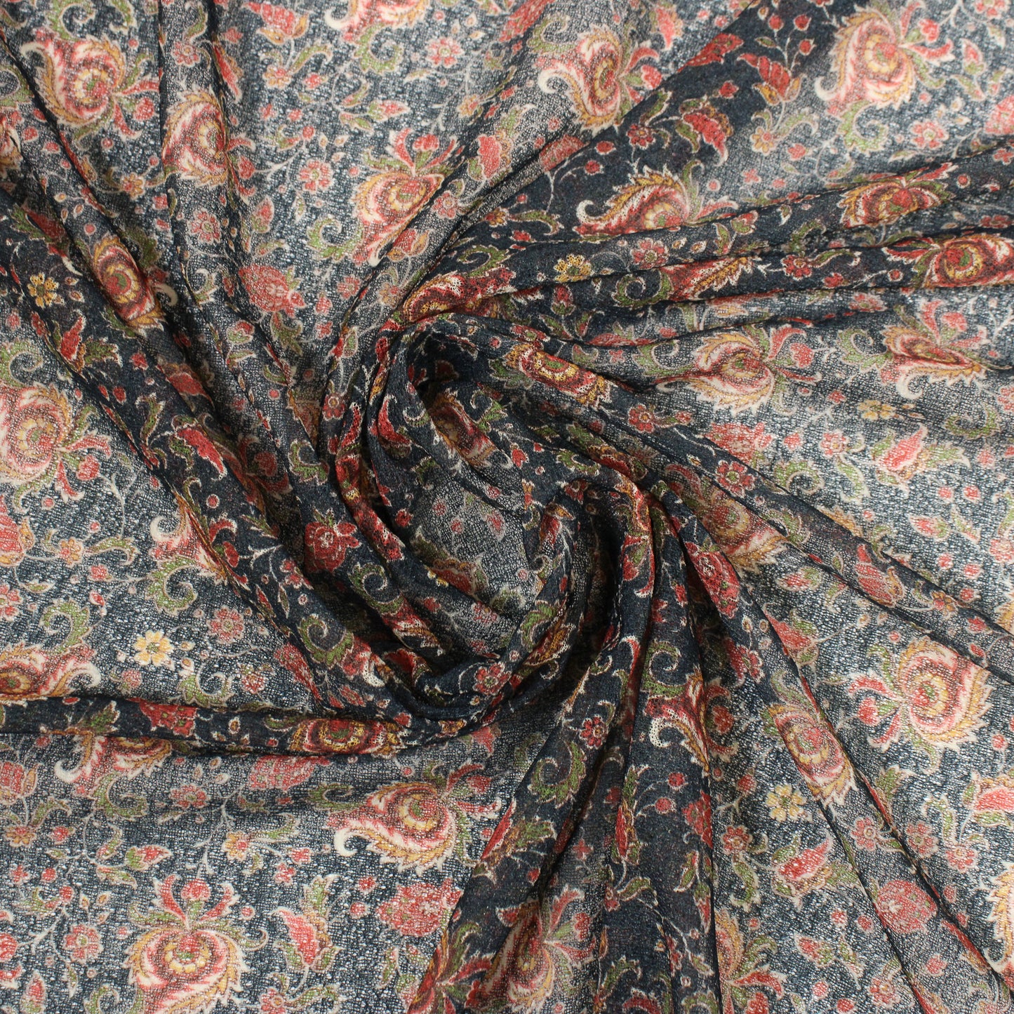 VINTAGE FLORAL CREPE - NAVY