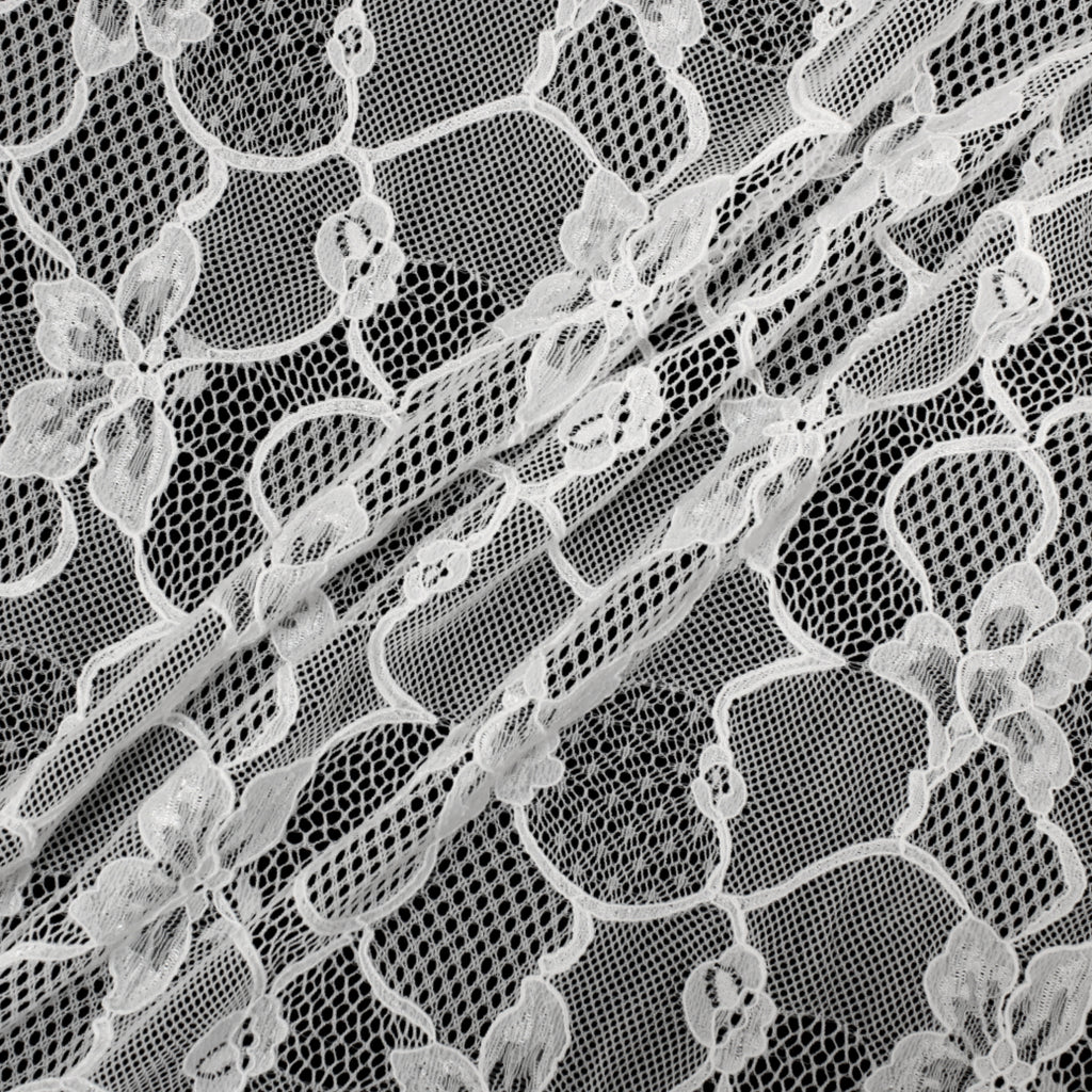 WHITE FLORAL STRETCH LACE FABSCRAP WHITE FLORAL STRETCH LACE FABSCRAP