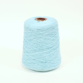medium cone of lightweight worsted aquamarine colored yarn