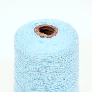 close-up of a cone of lightweight worsted yarn in an aquamarine color