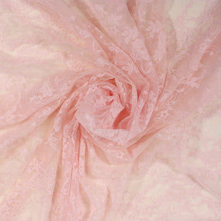 swirl of baby pink floral lace mesh fabric