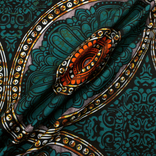 ripple of multicolored plainwoven batik printed medallion fabric