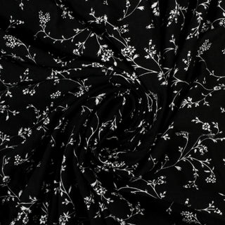 5 YARDS BLACK AND WHITE FLORAL JERSEY