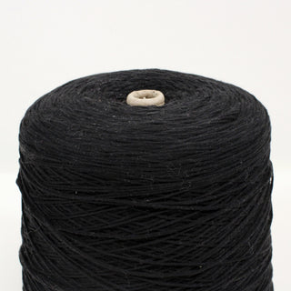 close-up of cone of black yarn