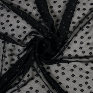 swirl of black crinkle chiffon with sparkly black dots woven throughout