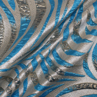3.25 YARDS BLUE AND LUREX PATTERNED JACQUARD