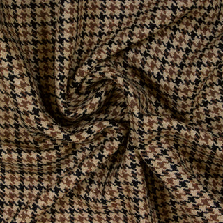 swirl to show dimension and drape of fabric: brown and black houndstooth wool
