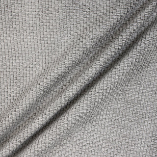 three diagonal lines draped of a cement grey colored basketweave upholstery fabric