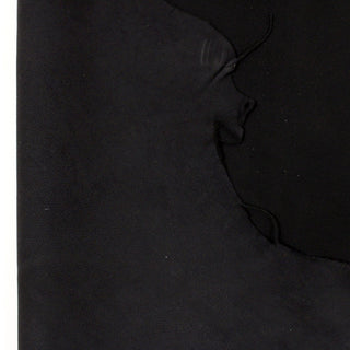 front and back of black suede lambskin hide