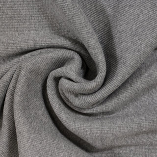 swirl of concrete heathered grey colored 2x2 rib knit jersey fabric