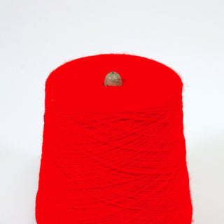 close-up of a cone of crimson red yarn