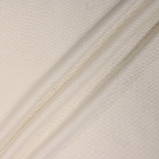 three diagonal lines draped of an eggshell off-white colored textural knit jersey fabric