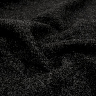 close-up of graphite grey colored boiled wool fabric, detailing the face