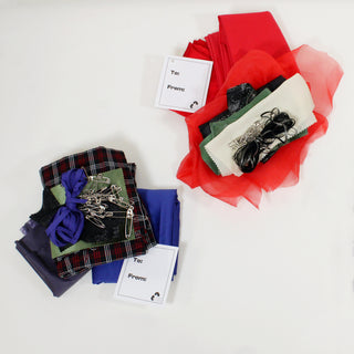 two holiday giftwrapping kits, showcasing potential diversity of color palettes