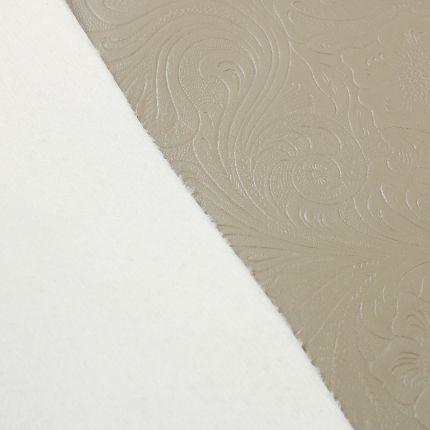 TAUPE EMBOSSED FLORAL FAUX LEATHER