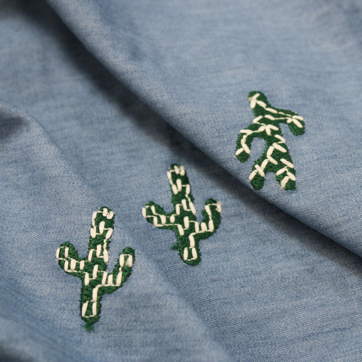 EMBROIDERED CACTUS CHAMBRAY