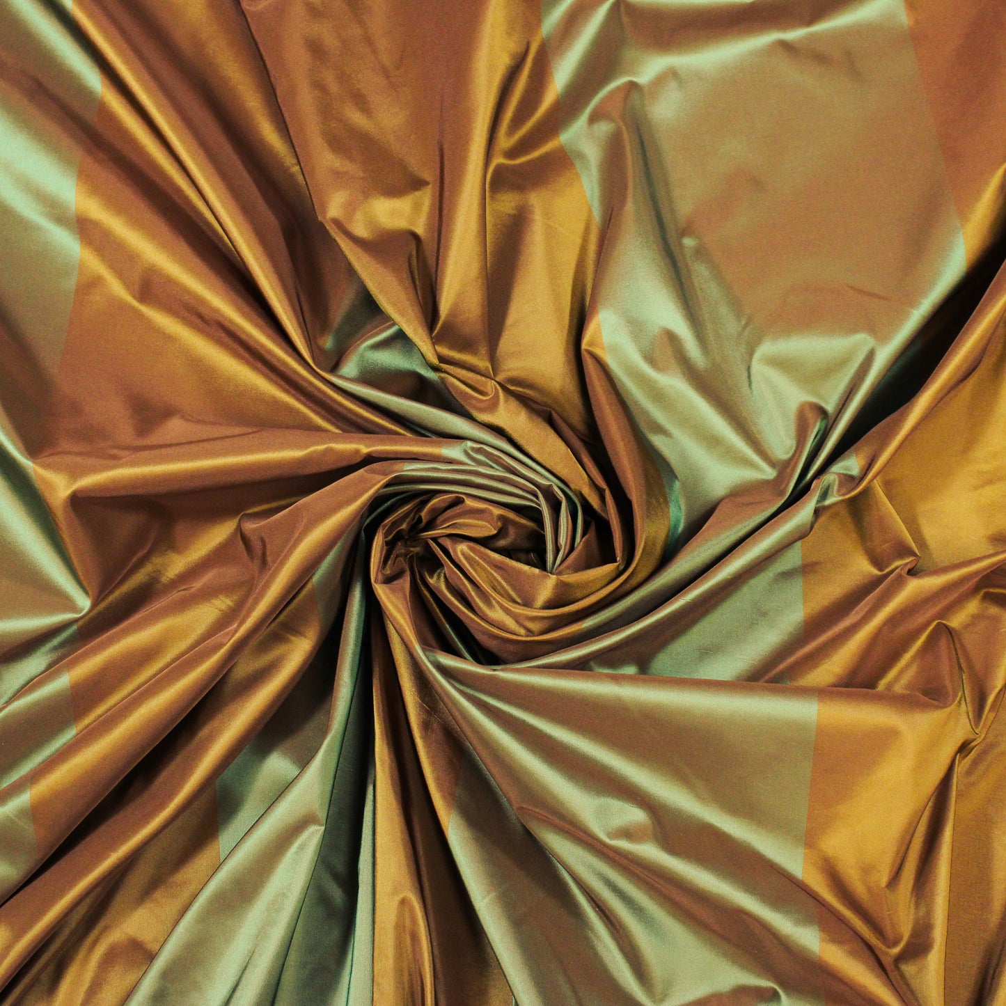 IRIDESCENT COPPER/GREEN STRIPED TAFFETA