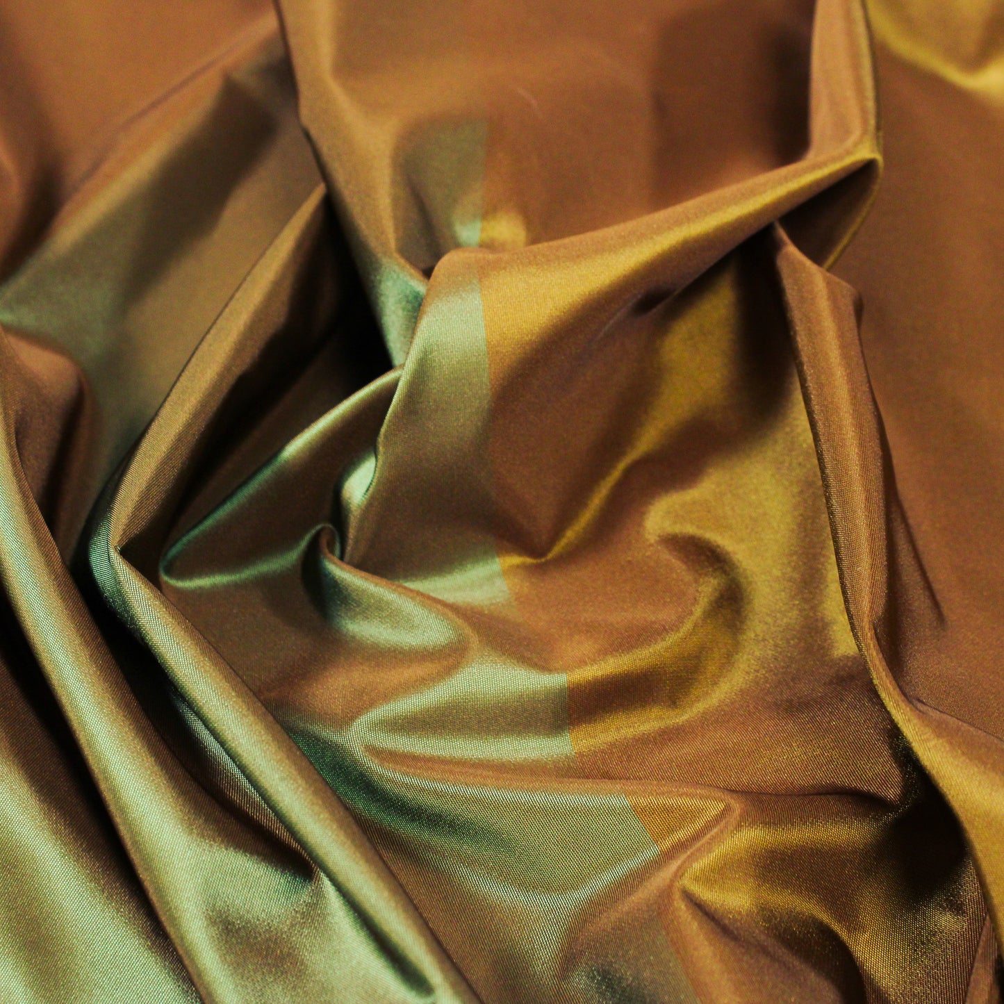 IRIDESCENT COPPER/GREEN STRIPED TAFFETA