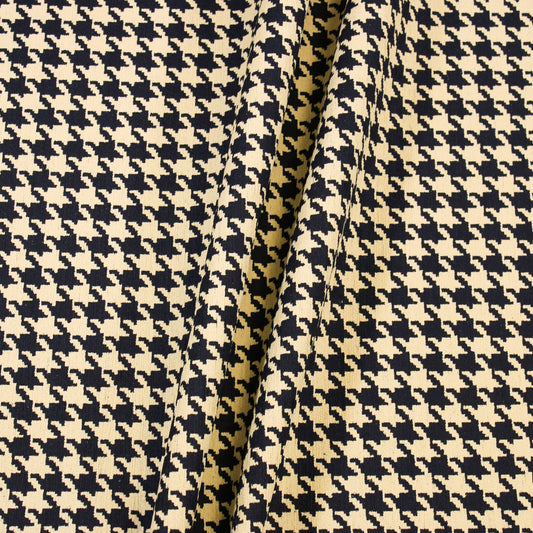 NAVY/TAN HOUNDSTOOTH UPHOLSTERY