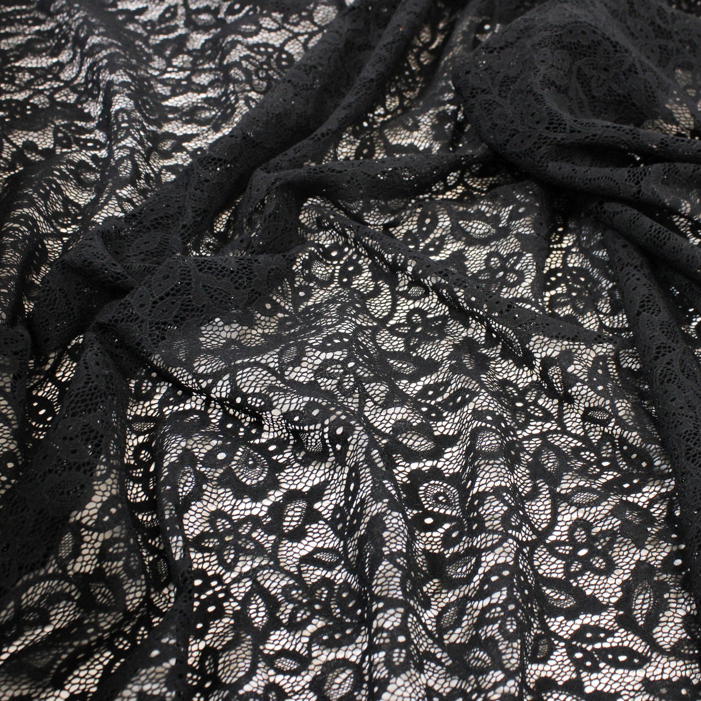 BLACK FLORAL STRETCH LACE