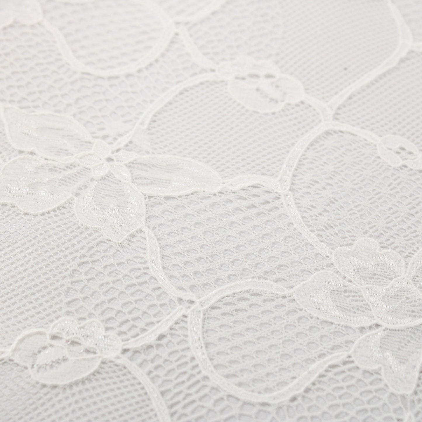 WHOLESALE YARDAGE - WHITE FLORAL STRETCH LACE