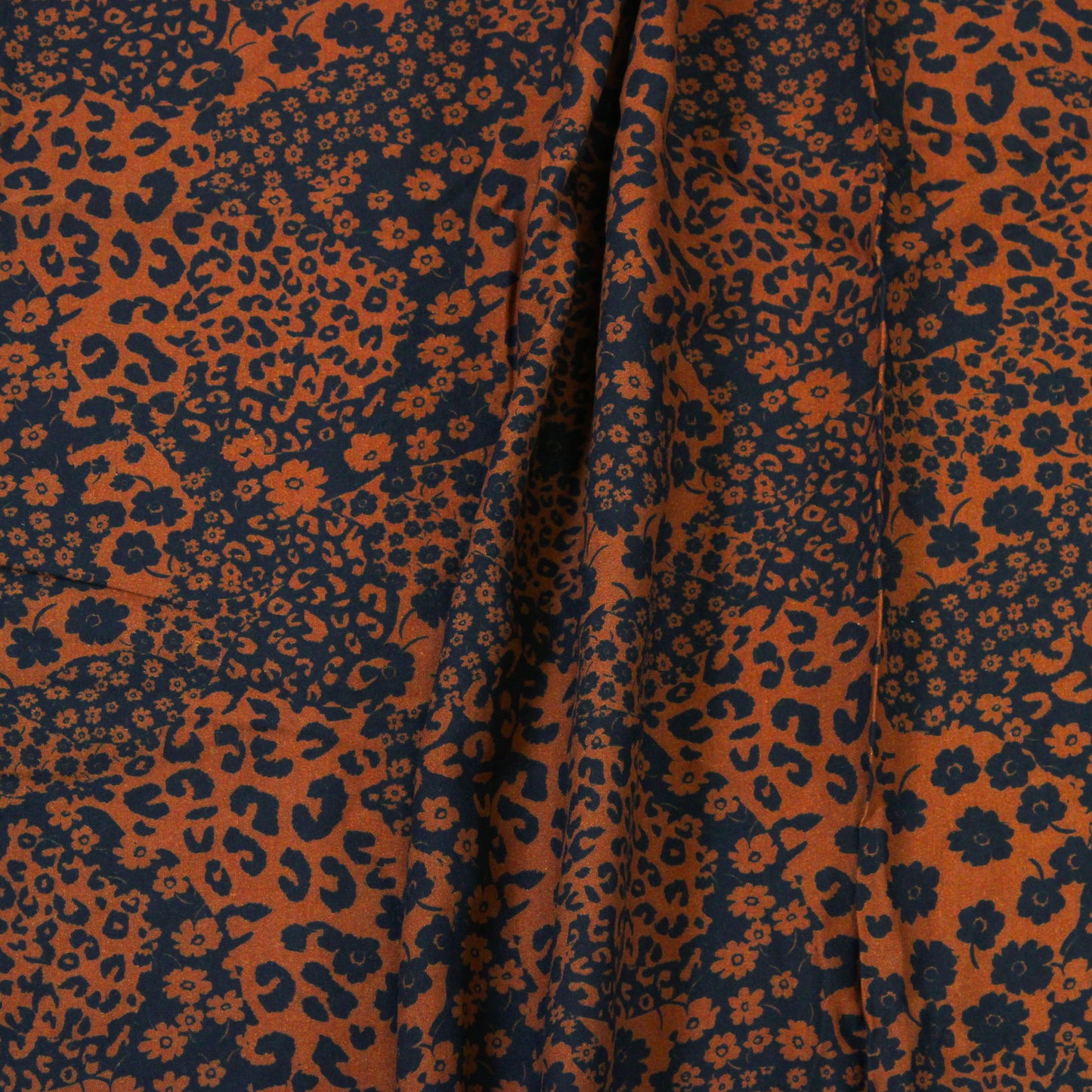 3 YARDS RUST/BLACK FLORAL PRINTED COTTON