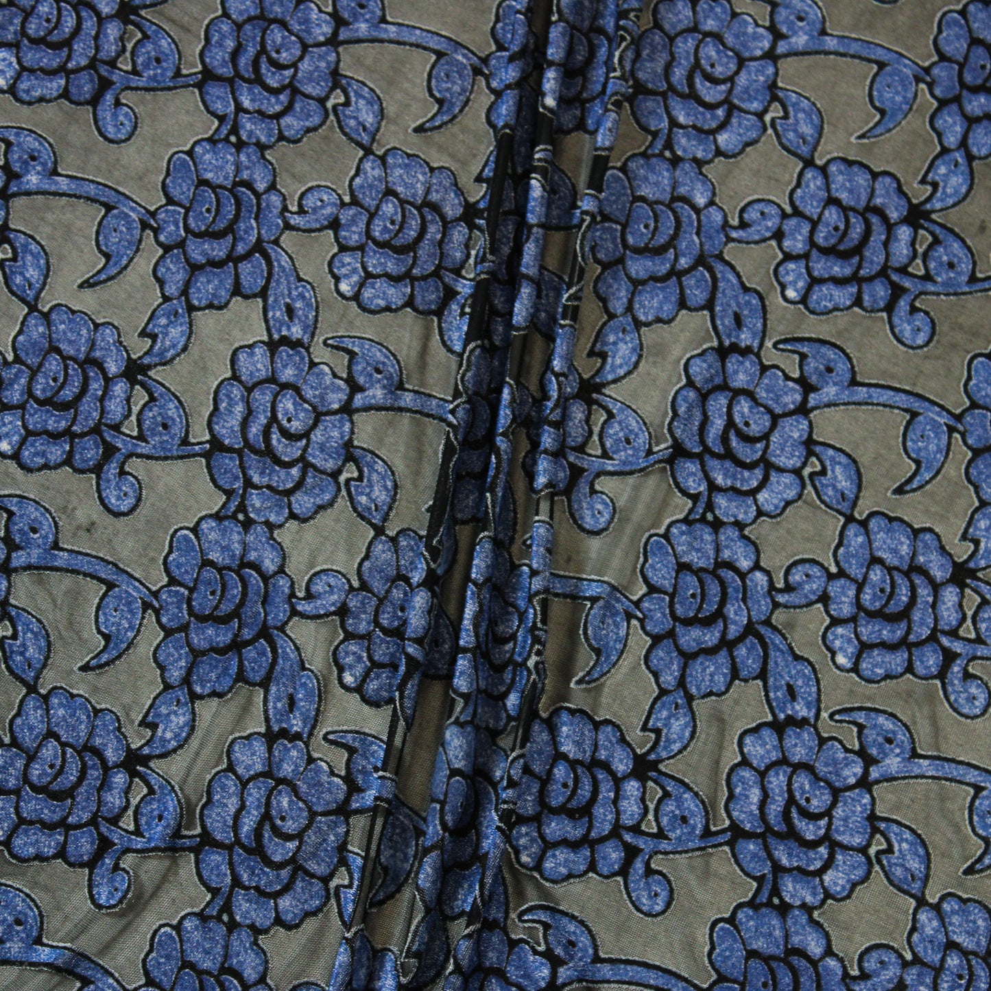 5 1/2 YARDS BLUE VELVET FLORAL MESH