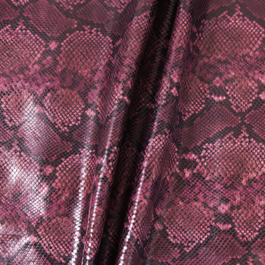 MAGENTA EMBOSSED SNAKE PRINT COW HIDE