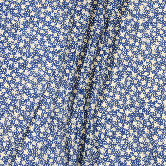 6 1/2 YARDS BLUE/WHITE FLORAL STRETCH KNIT