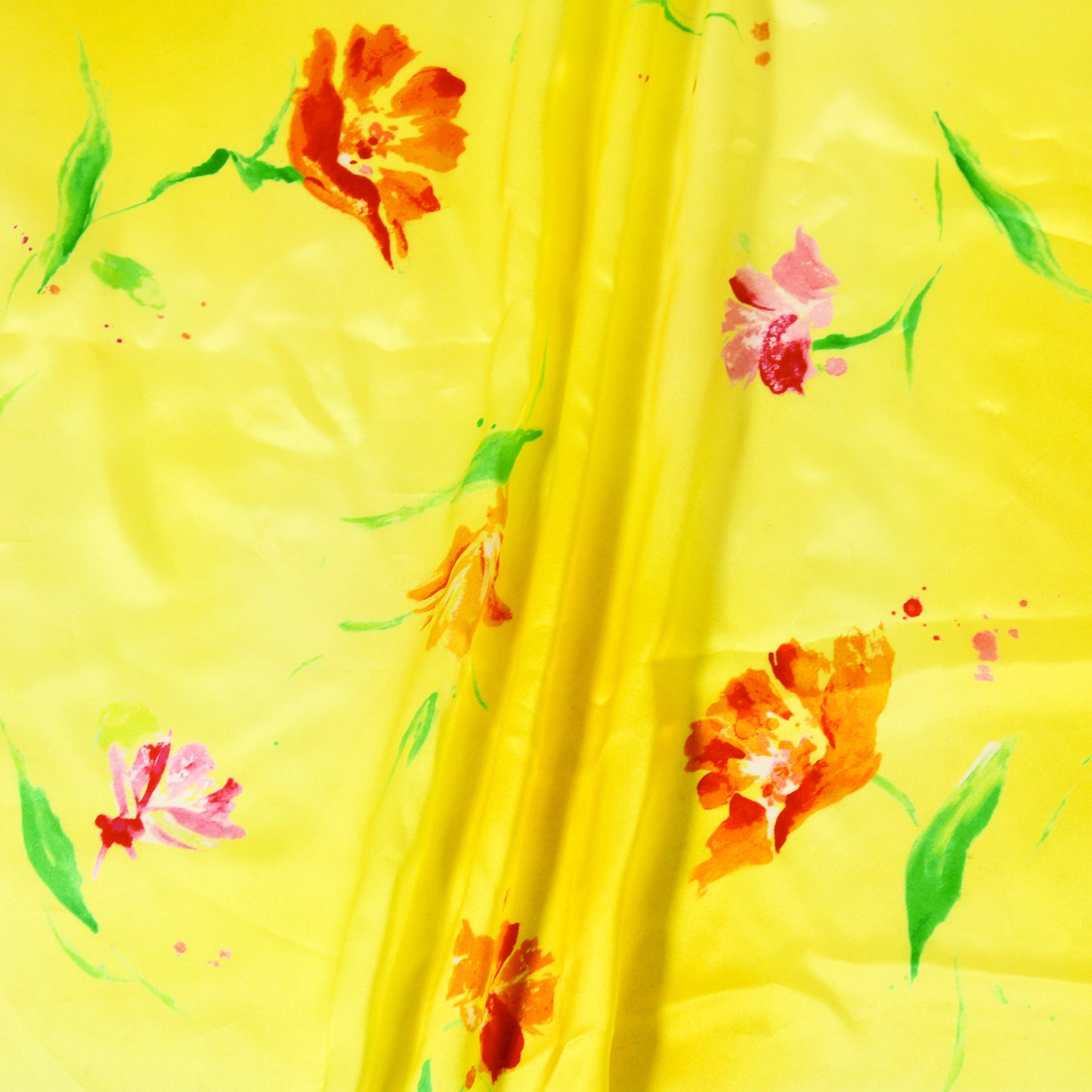 4 1/2 YARDS YELLOW FLORAL CHARMEUSE