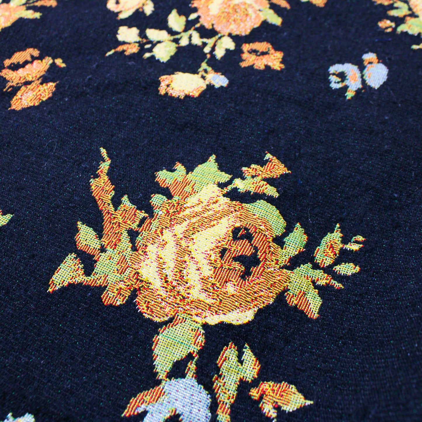 4 YARDS BLACK/GOLD FLORAL KNIT JACQUARD