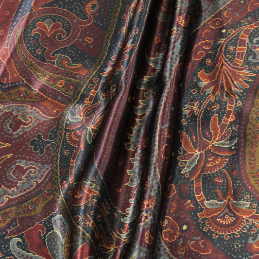 3 YARDS BURGUNDY PAISLEY CHARMEUSE