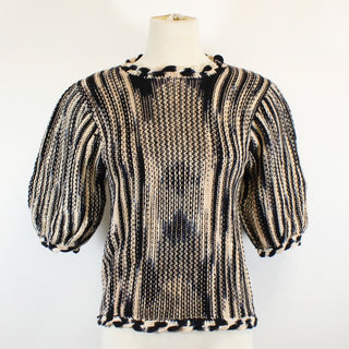 BLACK AND TAN KNIT SWEATER