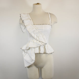 WHITE RUFFLE TOP