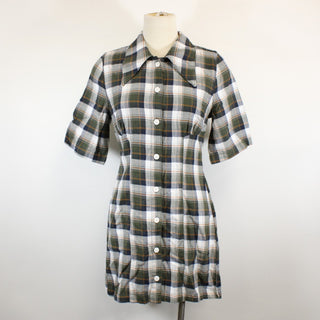 PLAID BUTTON UP DRESS
