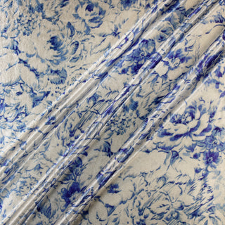 Blue and White Floral Charmeuse