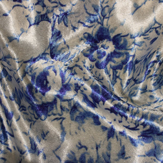 Blue and White Floral Charmeuse