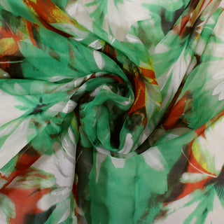 swirl of impressionist floral silk chiffon fabric