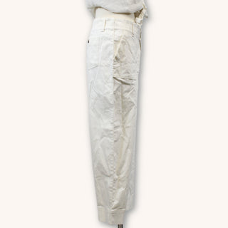 side view of ivory capri pants