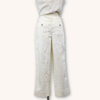 back view of ivory capri pants