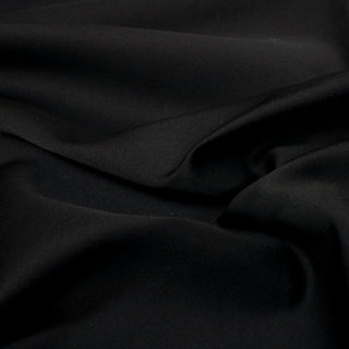 close-up of black satin fabric, detailing its weave structure, shiny face, and hand