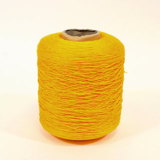 large cone of marigold orange colored fine-gauge worsted yarn