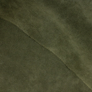 front and back of moss green colored cowhide suede