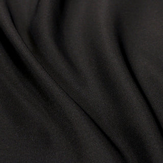 close-up of black silk faille fabric, detailing the ribbed texture 