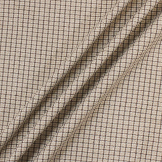ripple of suiting fabric with a check pattern in shades of light brown
